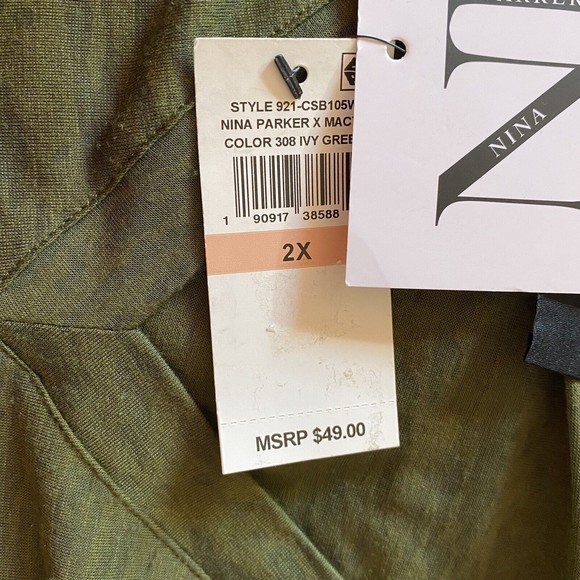 NWT Nina Parker Women's Plus Trendy V-Neck Tee Bodysuit Ivy Green  Size 2X - Picture 10 of 14